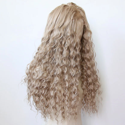 Black Romance Curly Synthetic Lace Front Wig Long Deep Curly Jet Black Lace Front Synthetic Wig Pre Plucked Natural Hairline