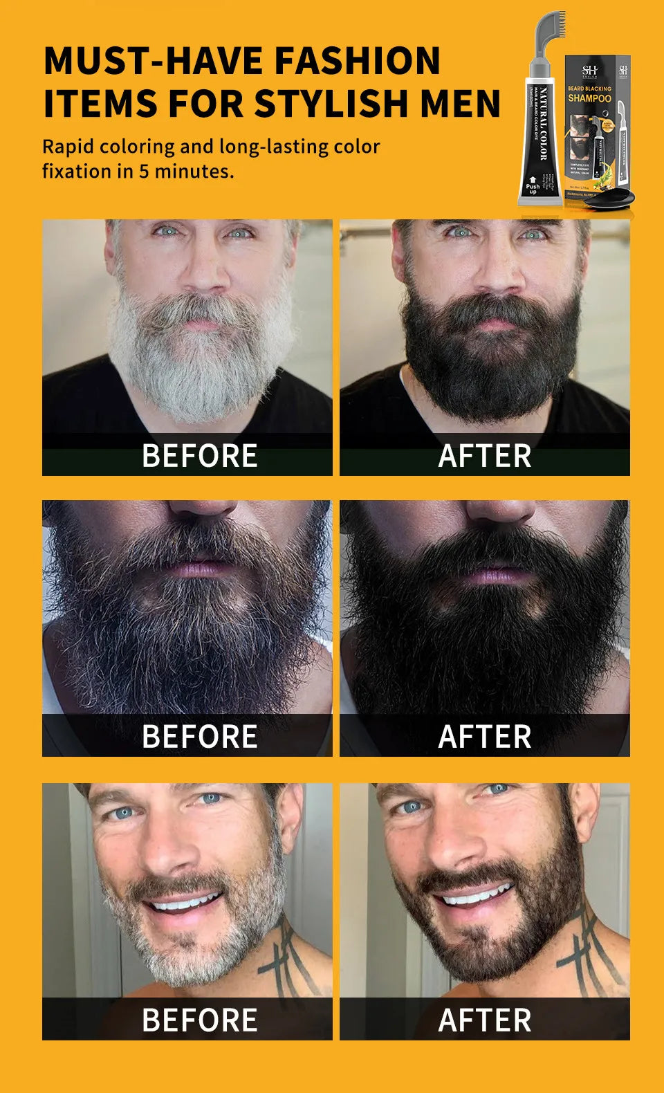 80ml Hair Dye Cream Black Beard Dye Cream For Men Permanent Plant Beard Dye Shampoo Fast Cover White Grey Beard Hair Care
