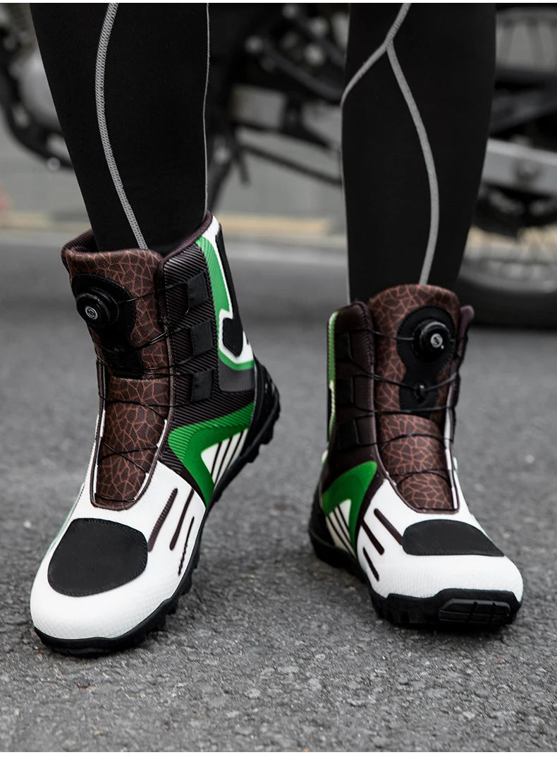 Motorcycle protective riding boots men four season fashion high top anti slip wear-resistant comfortable off-road cycling boots