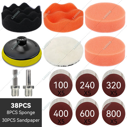 3/4/5/6 inch Car Detailing Polishing Buffing Sponge Wool Pad Headlight Restoration Sandpaper For Sanding Waxing Cleaning Washing