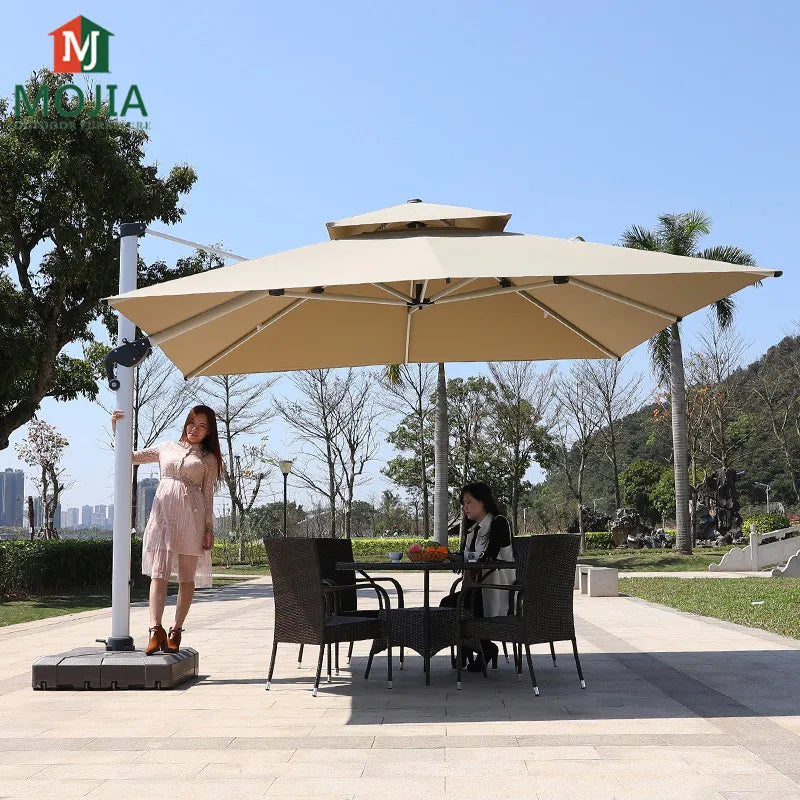 Outdoor Furniture Sunshade  Garden Umbrella Aluminum 3m square Offset Parasol 10 ft Cantilever Commercial Patio Umbrella & Bases
