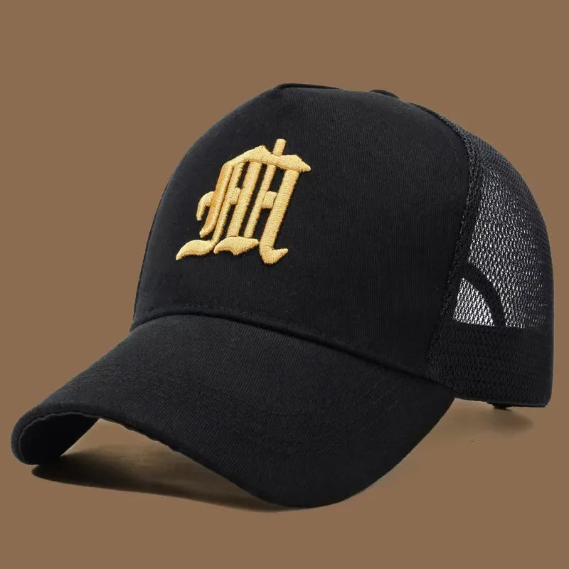 New Hat Men's Summer Thin High Top Baseball Cap Tide Big Head Fence Mesh Breathable Cap Sunscreen Sun Hat