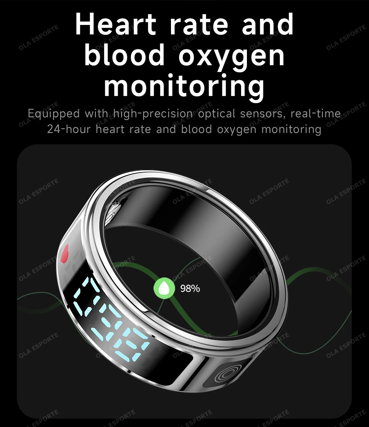 Display Screen Smart Ring Bluetooth Connection Heart Rate Sleep Monitoring Multi-function Ring Multiple Sports Modes Waterproof