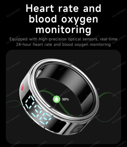 Display Screen Smart Ring Bluetooth Connection Heart Rate Sleep Monitoring Multi-function Ring Multiple Sports Modes Waterproof