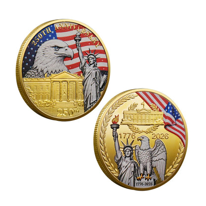 4pcs US 250th Anniversary Commemorative Coins Set in Box American Eagle Military Challenge Coin Collectible Gifts for Holidays