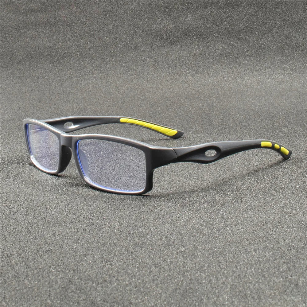 5PCS Sport Style Non-Prescription Reading Glasses Anti-Blue Light Rectangular Full Rim Eyewear, PC Frame Material