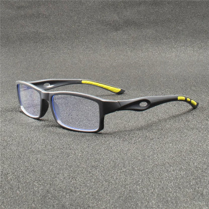 5PCS Sport Style Non-Prescription Reading Glasses Anti-Blue Light Rectangular Full Rim Eyewear, PC Frame Material
