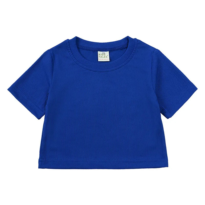 Summer Girls Bell Bottom Outfits 2Pcs Solid T-Shirt Tops + Flared Pants Suit Toddler Kids Fashion Tracksuit Children Clothes