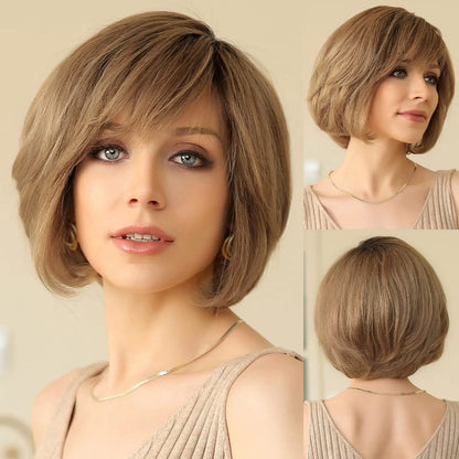 Hand-Tied Lace Front Wig Ombre Blonde Remy 100% Human Hair Wigs Natural Layered Bob HD Transparent Lace Frontal Hairs for Women