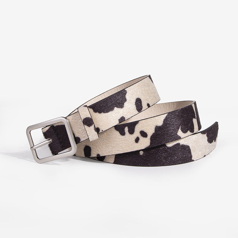 Newest 2.9cmX100cm Wide woman Square buckle Belt dairy cattle Striped Print Ladies Dress Belt Clothing accessories decoration