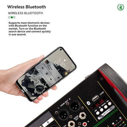 4 / 8-Channel Mixer DSP Reverberation Effect Professional Bluetooth USB Audio Mixer Balance Family Karaoke Stage Performance KTV