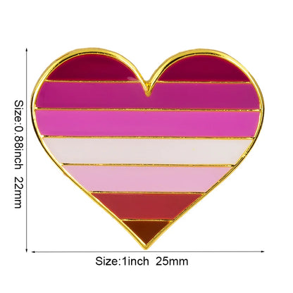 10pcs a lot Rainbow Pride Heart Shaped  Badge Symbol Pin Metal Badges Decorative Brooch Pins for Clothes Brooch Jewelry