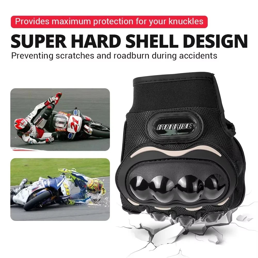 Vintage Leather Motorcycle Gloves Summer Breathable Unisex Biker Gloves With Anti-Slip Ventilation Design Motorbike Ride Glove