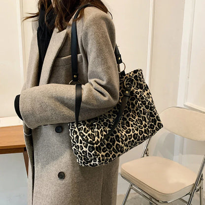 New Fashion Tote Bags Shopping and Travel  Canvas Bags New Women Popular Handbags Large Capacity Leopard Shoulder Bags Сумка