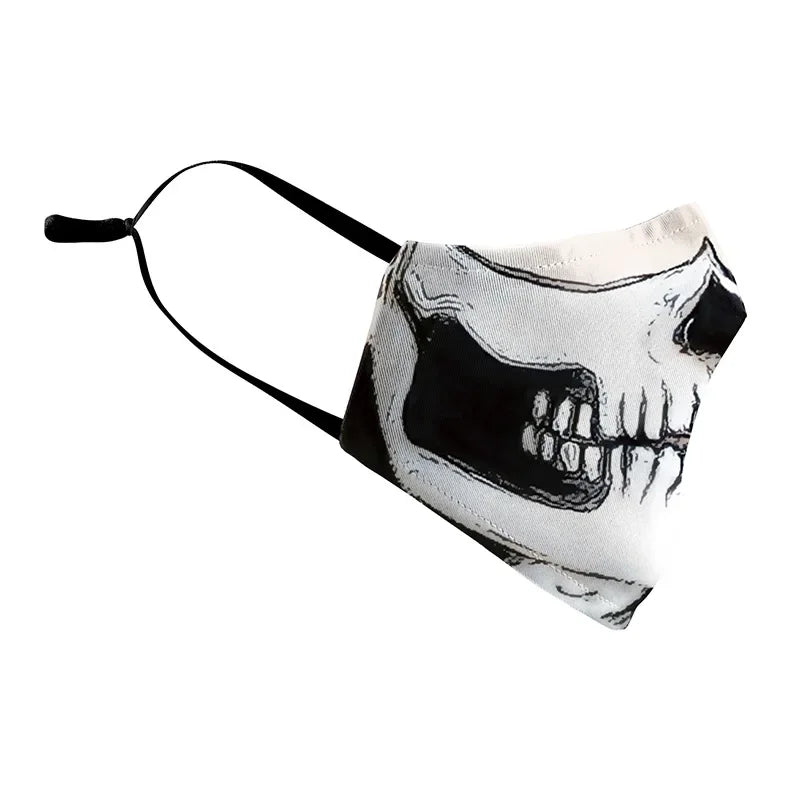 3D Printed Horror Skull Pattern Mask Ghost Zombie Half Face Masks Unisex Adjustable Party Mascara Halloween Carnival for Adult