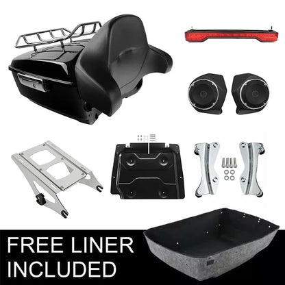 Motorcycle King Trunk Rack Pad Speakers Tail Light For Harley Touring Street Glide Road Glide 2014-2025