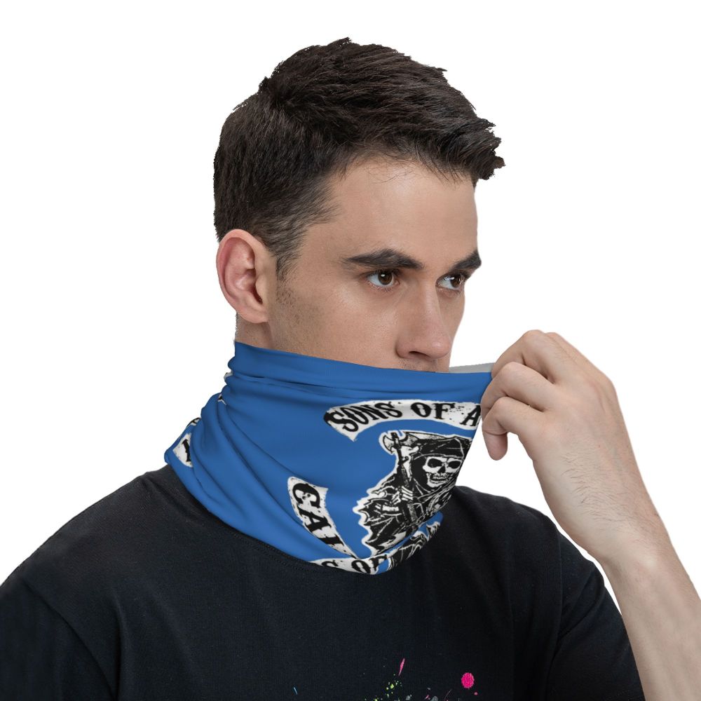 Custom 1 Percenter Essential Sons Bandana Neck Gaiter for Ski Camping Men Women Wrap Scarf TV Show Anarchy Headband Warmer
