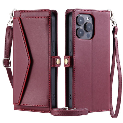 Crossbody Leather Wallet Case For iPhone17 16 Pro Air 16E 15 14 13 12 11 Pro Max XS XR SE 8 7 Card Solt Pocket Shoulder Cover