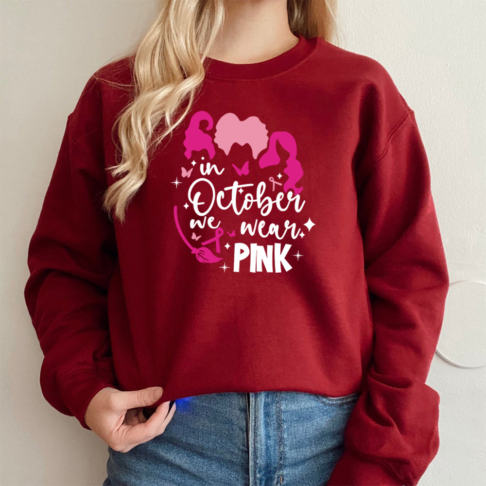 Breast Cancer Awareness Sweatshirt In October We Wear Pink Hoodie Pink Ribbon Sanderson Sister Sweatshirts Breast Cancer sweater