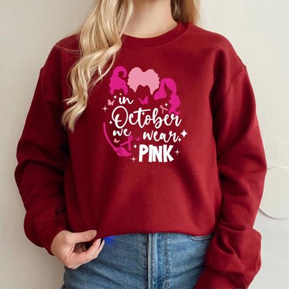 Breast Cancer Awareness Sweatshirt In October We Wear Pink Hoodie Pink Ribbon Sanderson Sister Sweatshirts Breast Cancer sweater