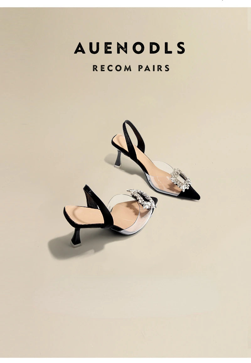Summer Women High Heels Shoes Luxury Crystal Women Sandals Designer Pointed Toe Pumps Transparent Sexy Women sandalias de mujer