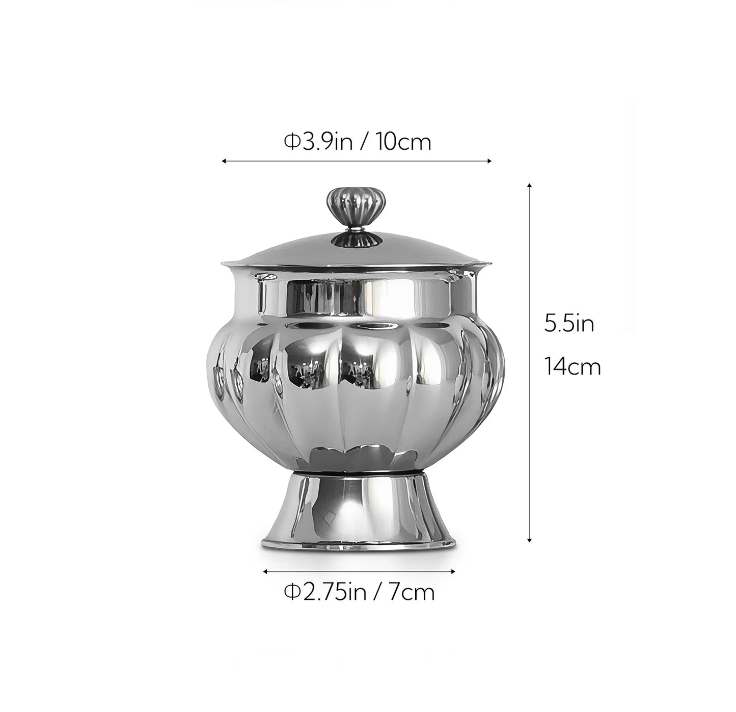 Nordic Luxury Stainless Steel TeaPot, Retro Sugar Bowl, Coffee Candy Jar with Lid for Home Decoration, Afternoon Tea, Holtel