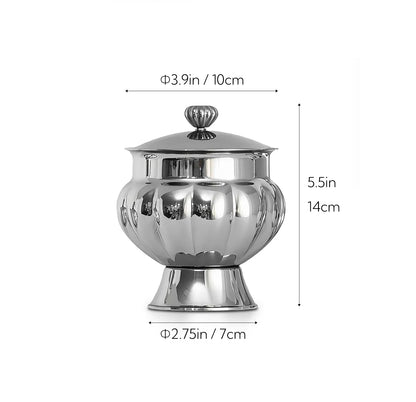 Nordic Luxury Stainless Steel TeaPot, Retro Sugar Bowl, Coffee Candy Jar with Lid for Home Decoration, Afternoon Tea, Holtel