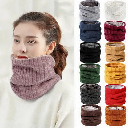 Winter Scarf for Men Fleece Ring Bandana Knitted Warm Solid Scarf Women Neck Warmer Thick Cashmere Hot Handkerchief Ski Mask