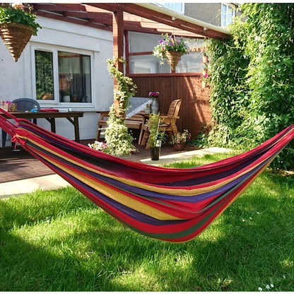 Outdoor Camping Essential 1 Portable Woven Canvas Hammock with Storage Bag Anti Rollover Indoor Outdoor for Patio Garden Camping