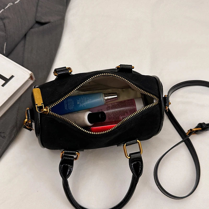 Vintage Brown PU Leather Boston Bag Women's Lightweight Small Crossbody Bag Luxury Designer Handbag Shoulder Bags for Phone