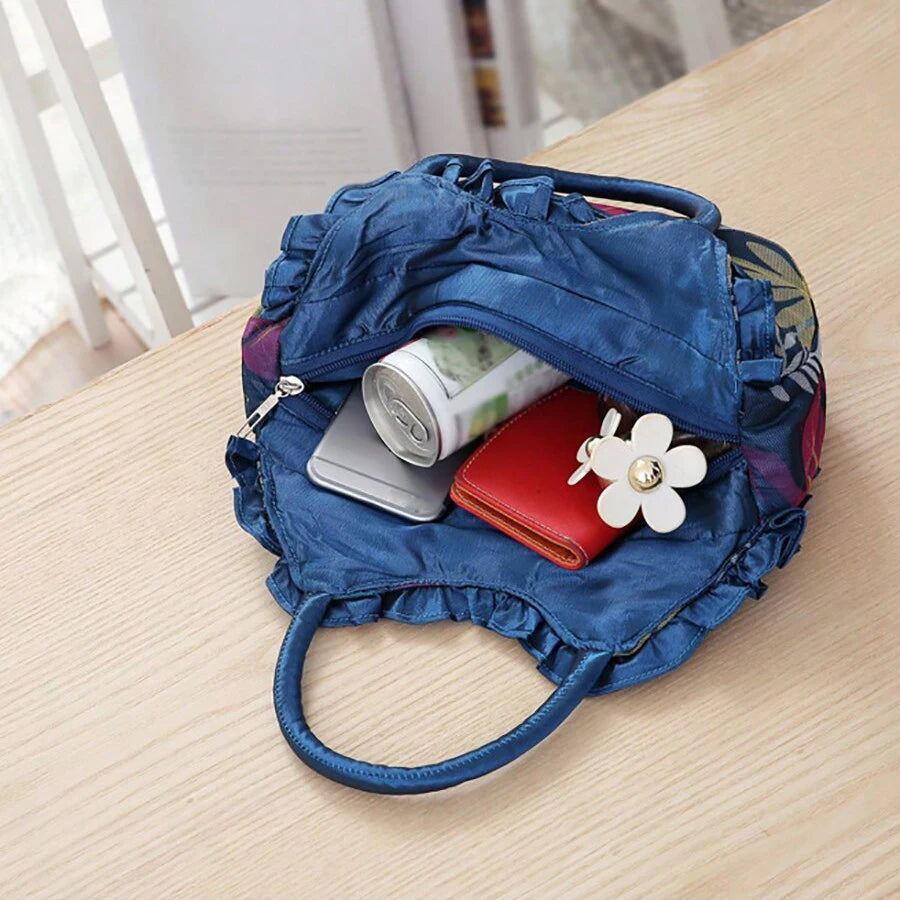 New women's handbag pure color lace zipper handbag mom bag large capacity mobile phone change purse storage bag