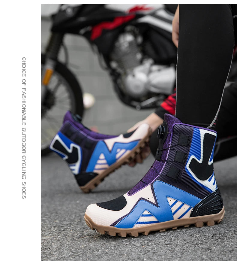 Motorcycle protective riding boots men four season fashion high top anti slip wear-resistant comfortable off-road cycling boots