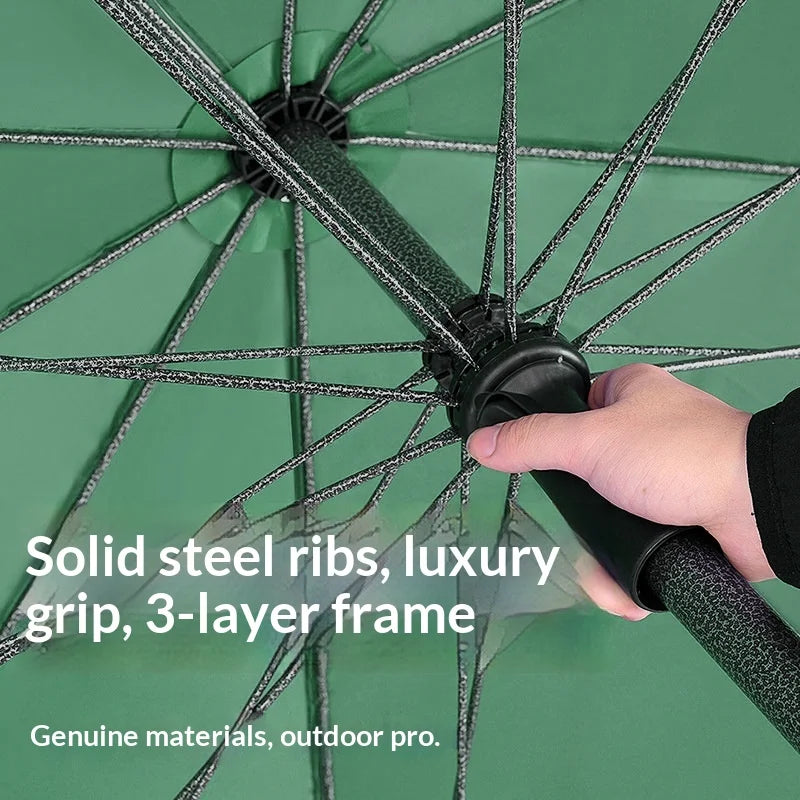 Double Layer UV Sun Shade Outdoor Patio Umbrella Commercial Market Stall Silver Coated Waterproof Heavy Duty Base Outdoor