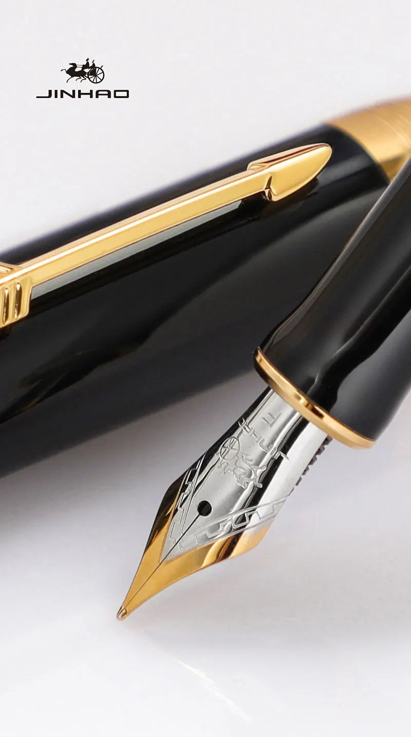 Jinhao 100 Fountain Pen Commemorative Resin Good Pen Nib 18 KGP Gold Sandwiched Thin Tod Small Business Office Gift Pen