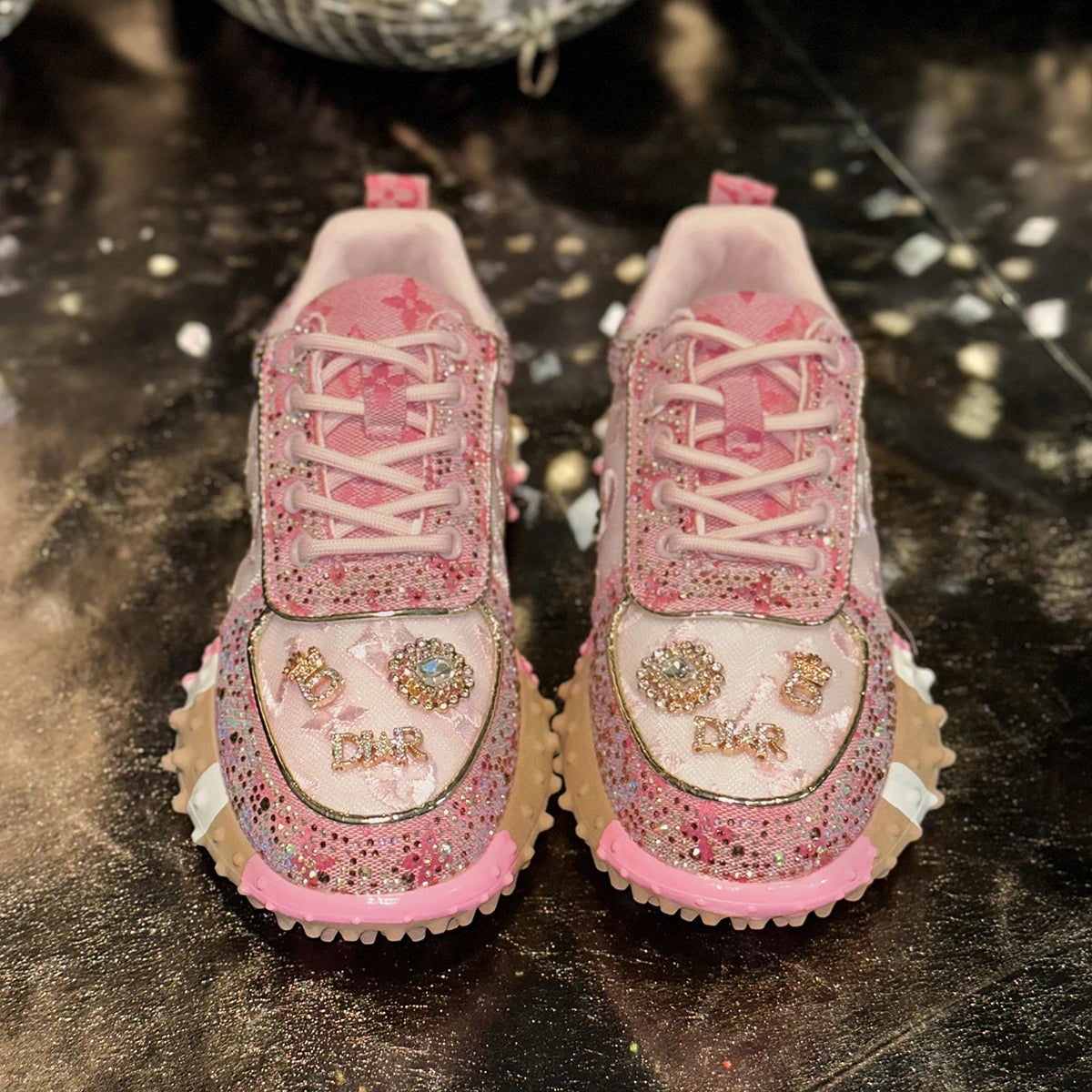 Luxury Designer Women's Sneakers Fashion Luxury Rhinestone Ladies Shoes 2026 New Outdoor Platform Female Sports Shoes Vulcanize