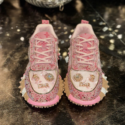 Luxury Designer Women's Sneakers Fashion Luxury Rhinestone Ladies Shoes 2026 New Outdoor Platform Female Sports Shoes Vulcanize