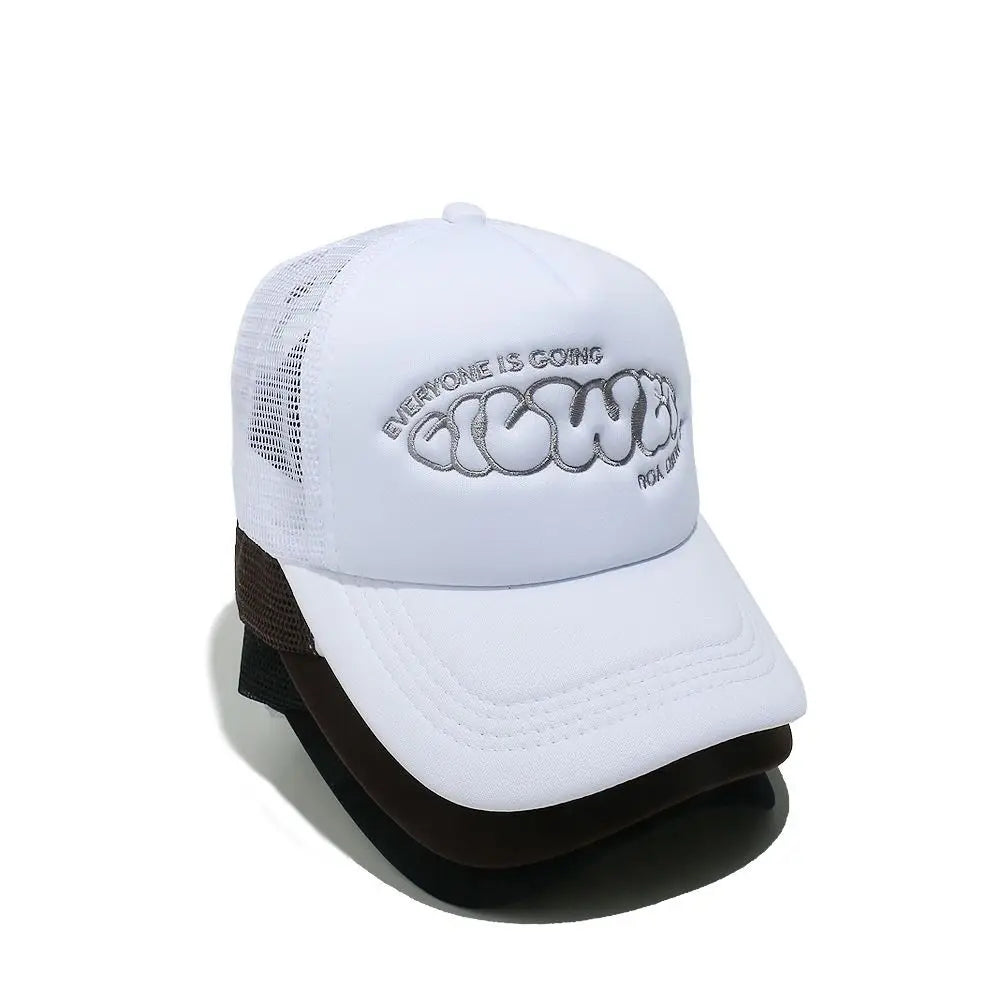 Sunscreen Cap EVERYONE IS GOING Baseball Cap Sunscreen Hat Adjustable Trucker Cap Breathable Casual Snapback Cap Hip Hop