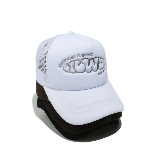 Sunscreen Cap EVERYONE IS GOING Baseball Cap Sunscreen Hat Adjustable Trucker Cap Breathable Casual Snapback Cap Hip Hop