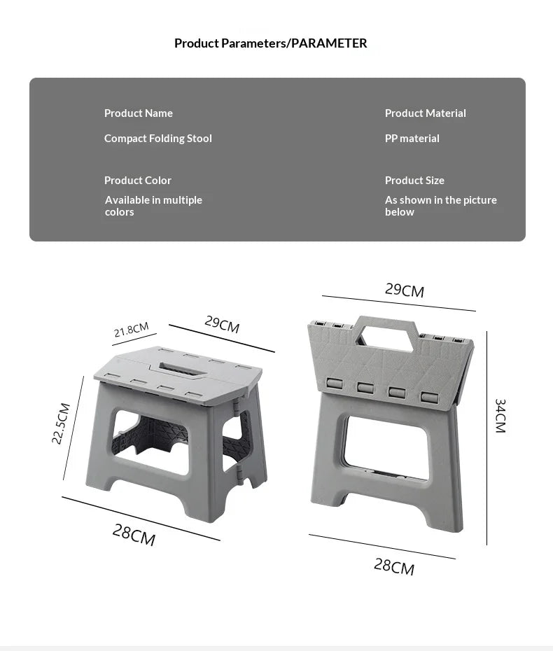 Folding stool, portable outdoor bench, low plastic, easy to carry, suitable for street vending, thickened stool, small household