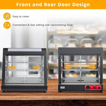 26" Commercial Food Warmer Display Pizza Warmer, Removable Shelves Glass Door, Pastry Display Case for Buffet Restaurant 1200W