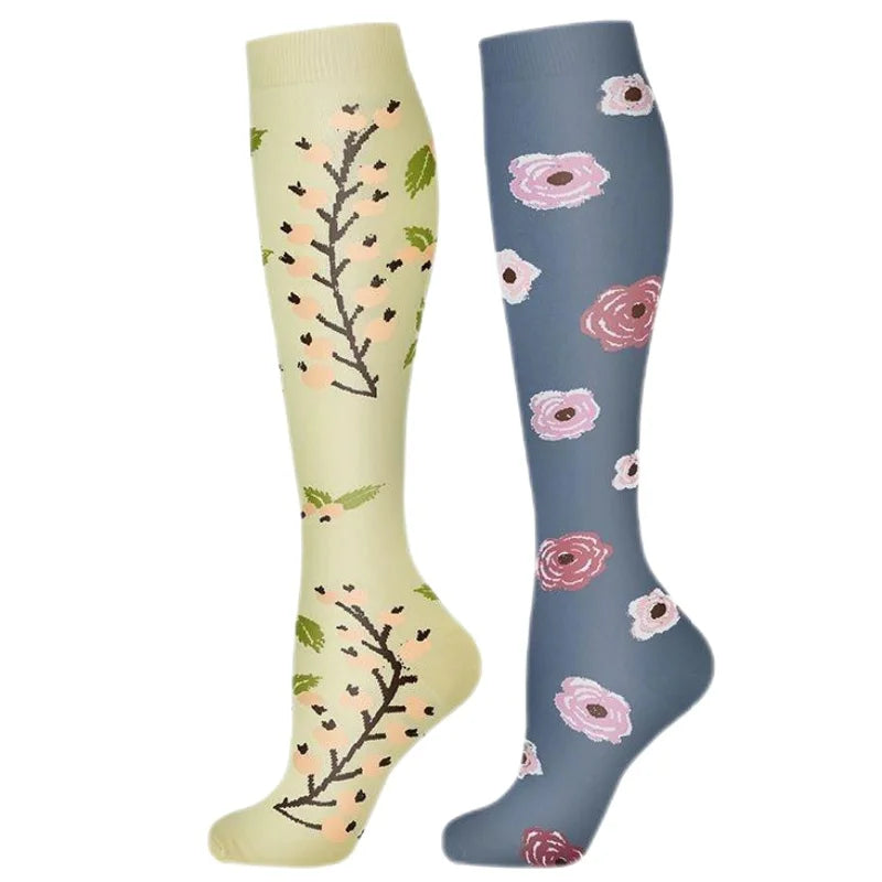 2Pairs New Cat Compression Socks Knee High 20-30 Mmhg Fit Medical Edema Diabetes Varicose Veins Running Compression Sports Socks