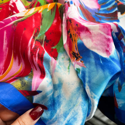Luxury Silk Hair Square Scarf Women Satin Neck Tie Hand Wrist Foulard Summer Print Shawl Wraps Head Kerchief Hijab Bandana New