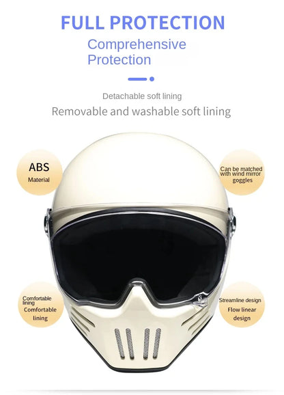 ORZ-728 Full Face casco moto Helmet Vintage Chopper Retro Helmet capacete de motocicleta modular helmet DOT