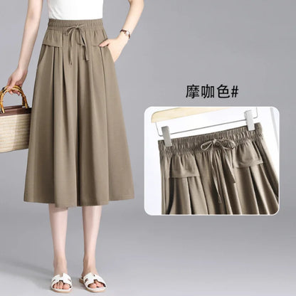 High Waist Wide Leg Seven-Foot Pants Women's Summer 2026 New Style Loose Comfortable Casual Trousers Skirt Pants