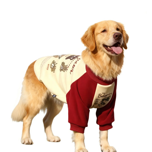 Large Dog Hoodies Autumn Winter Sweatshirt Pet Clothes for Medium Large Dogs Cartoon Pattern Pullover Coat Husky Pitbull Apparel