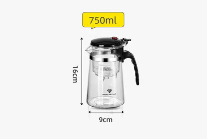 【Household Tea Infuser Kettle】Heat-Resistant Glass Tea Pot with Separator - for Loose Leaf Tea, Herbal Tea & Flower Tea