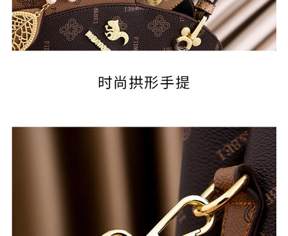 Luxury Brand Designer Women'S Handbag Leather Printed Shoulder Bag Large Capacity Classic Retro Crossbody Bag Commuting Tote Bag