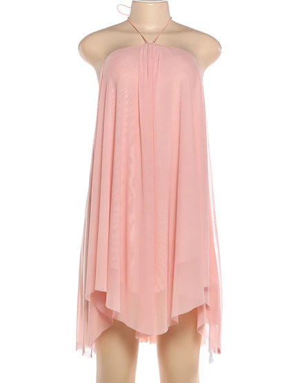Sisterlinda Halter Dress Women Asymmetrical Hem Bandage Sleeveless Backless Solid Beach Party Sexy 2026 Summer New Trend Bodycon