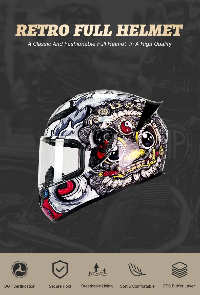 Adult Helmets For Motorcycle Full Face Helmet HD Visors Capacete De Moto Capacetes DOT Approved
