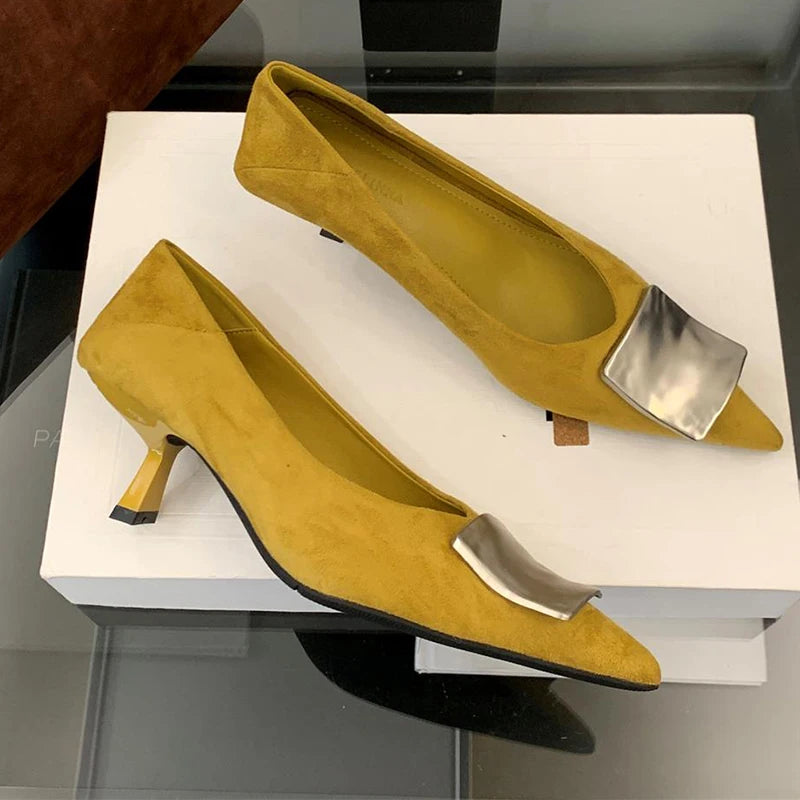 High Heels Women's Shoes Pointed Toe Fashion Sexy Shoes Suede Luxury Designer Pumps Autumn New Elegant Dress Zapatos Mujer